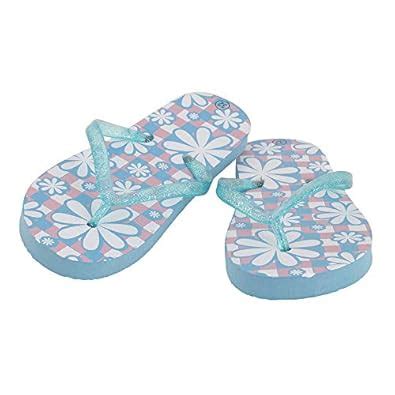 Hopscotch Yellow Bee Girls Rubber Flower Print Slipper in Blue Color ...