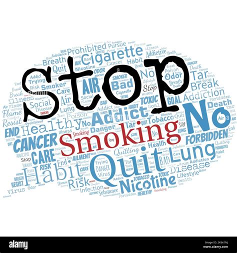Big word cloud in the shape of speech bubble with words Stop Smoking. The process of ... - process of quitting nicotine