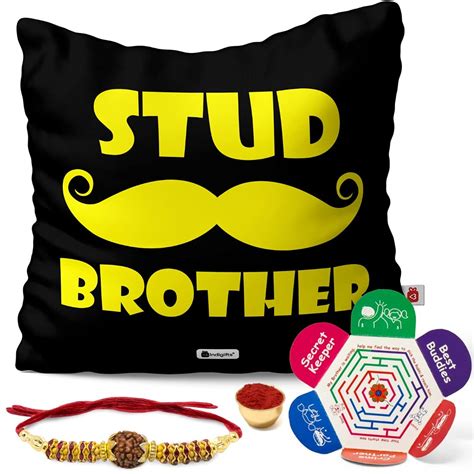 Buy Indigifts Stud Brother Black Yellow Micro Satin, Fibre, Cotton ...