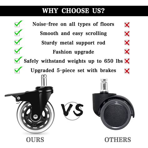 Buy Office Chair Caster Wheels, Heavy Duty Chair Wheels 3 Inch, Safe ...