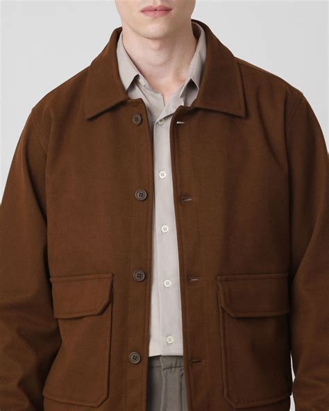 Buy Brown Flannel Relaxed Fit Jacket Online at Muftijeans