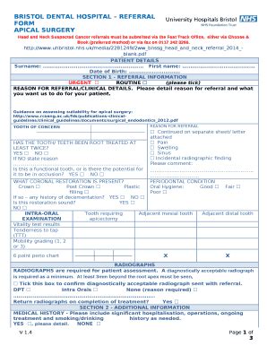 BRISTOL DENTAL HOSPITAL REFERRAL Doc Template | pdfFiller