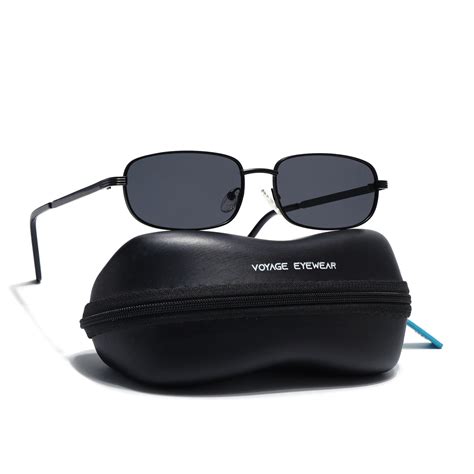 Vesper | Black Polarized Rectangle Sunglasses (Black Lens - PMG5845)