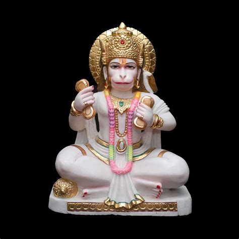 Marble Kirtan Position Hanuman Ji with khartaal - The Star Murti Museum