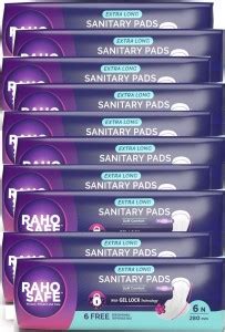 RAHO SAFE Sanitary Pads|280mm Extra Long 6 pads each|Gel Lock ...