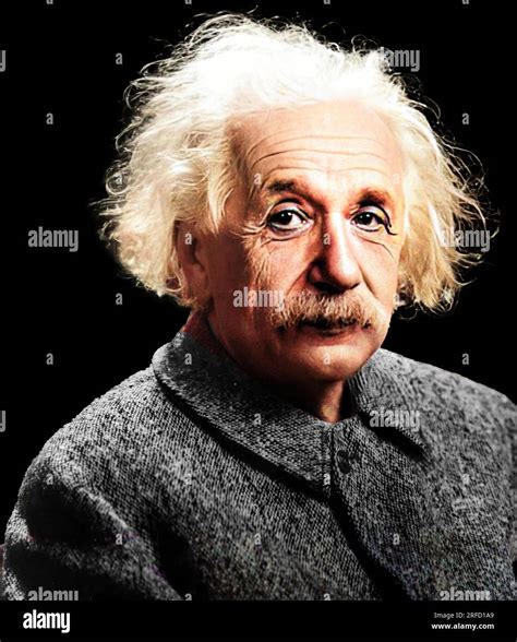 A colourised image of Albert Einstein (1879-1955) Nobel Prize winning ...