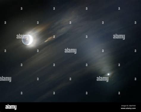 Crescent Moon and Venus Stock Photo - Alamy