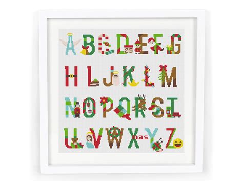 Cross Stitch Christmas Alphabet Patterns Pdf Modern Counted Easy Cute ...
