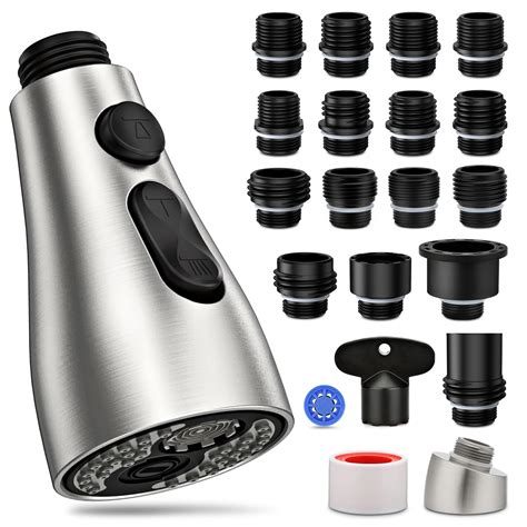 Kitchen Faucet Head Replacement 3 Modes with 17 Adapters, Pull Down ...
