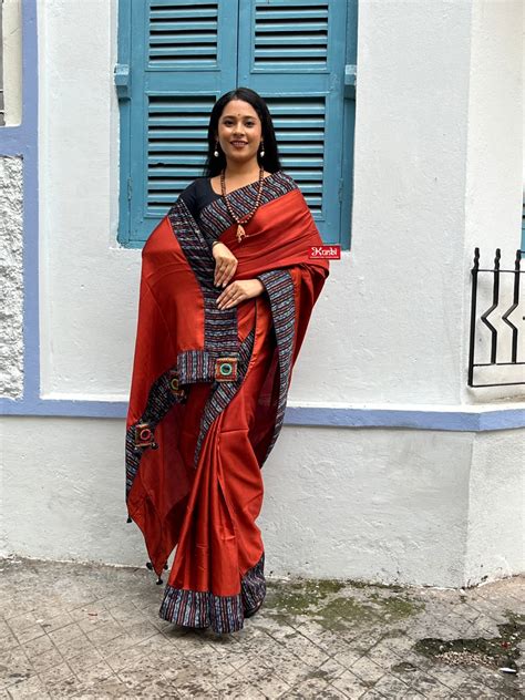 Banana silk saree, Ajrakh border