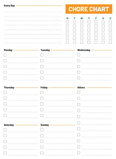 Weekly Chore Chart - 10 Free PDF Printables | Printablee
