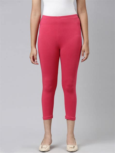 Girls Solid Coral 3/4th Leggings