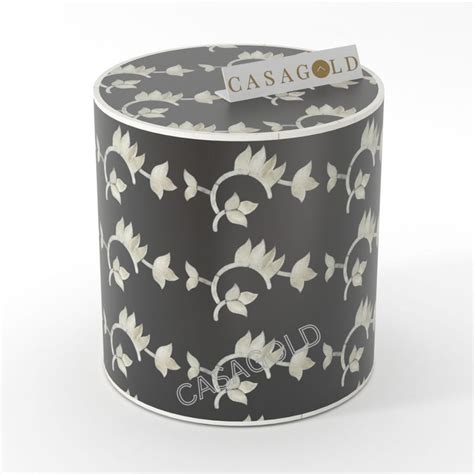 Florida Inlay Drum Side Table - Overlay Floral – CasaGold