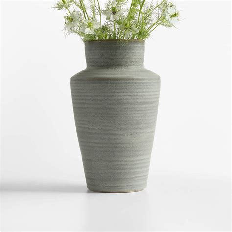 Cadeau Large Green Ceramic Vase 10" | Crate and Barrel UAE