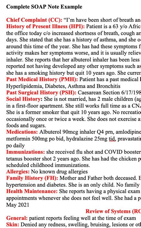 Example of Nursing Soap Notes 的图像结果