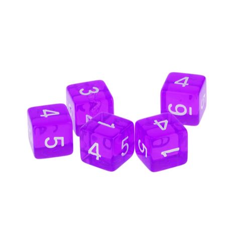 NYLSA Purple Multi Sided Dice Set of 5 D6 Dungeons & Dragons TRPG Game ...