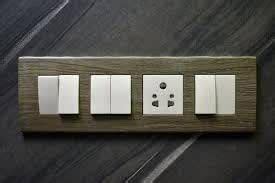 Modular Switch Board with Socket, Wooden Finish, White Switches, 6 ...