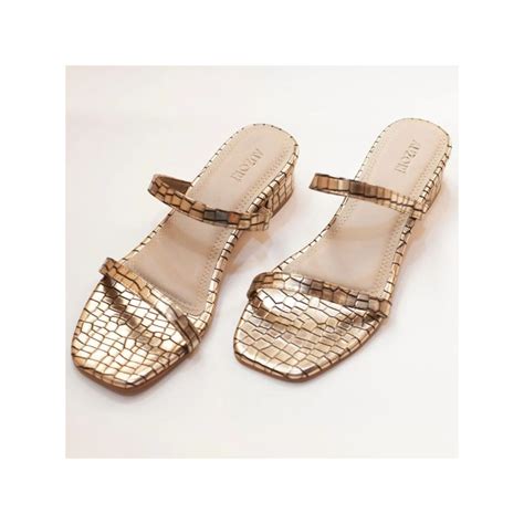 Buy AUZORI Delicate Gold Strappy Low Block Sandal Heels Online