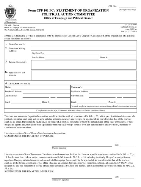 Fillable Online CPF 101 PC. PAC Campaign Finance Reporting Form Fax ...