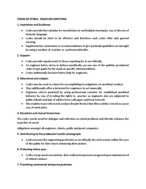 Professional Ethics Module 3 PART 5 - CODES OF ETHICS - ROLES OR ...