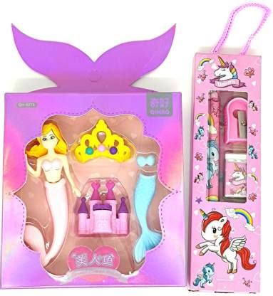 Flipkart.com | kidz Mermaid Eraser Set with Unicorn Stationary Set Non ...
