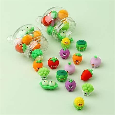 Radhya Accessories Cute Vegetable Mini Erasers Jar 20 Erasers Jar for ...