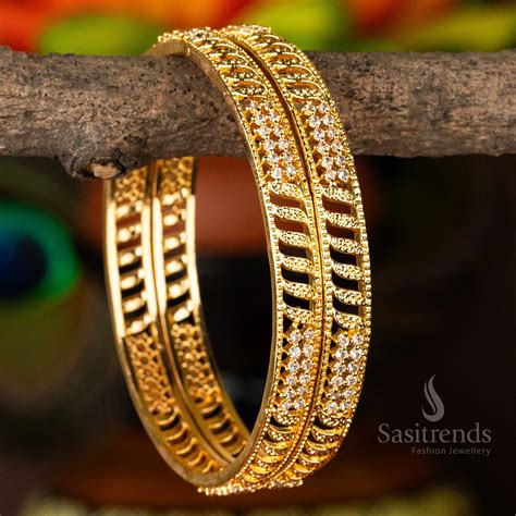 Micro Gold Plated AD Stone Studded Bangles | Sophisticated Traditional ...