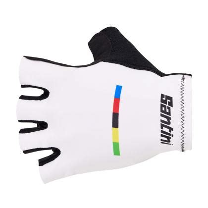 Santini UCI World Champion Gloves-White