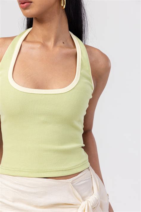 Halter Tank Top - Green & Yellow – Past Modern
