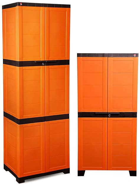 Cello Novelty Large Plastic Cupboard with Lock(Orange and Brown ...