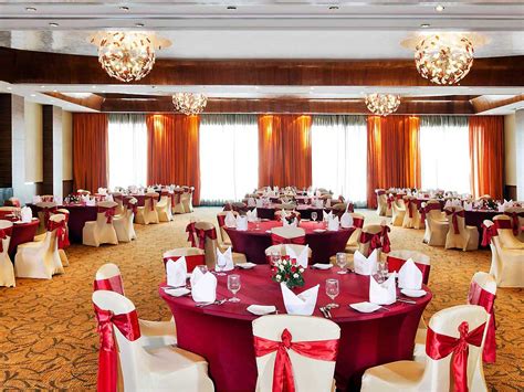 The elegant interior of the banquet hall at the Novotel