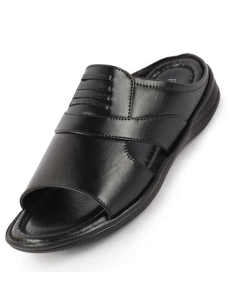 Buy Black Open Toe Slip On Slipper For Men - Fausto – FAUSTO.in