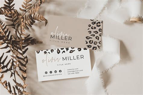 Buy Leopard Business Card Template, Printable Business Card Design, DIY ...
