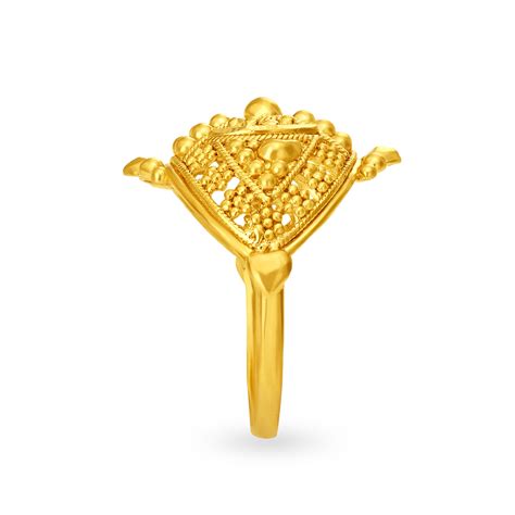 Exquisite 22 Karat Yellow Gold Beaded Floral Finger Ring