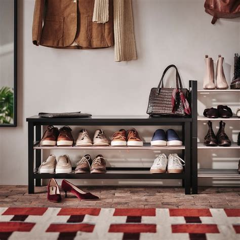 TJUSIG bench with shoe storage, black, 108x34x50 cm (421/2x133/8x195/8 ...