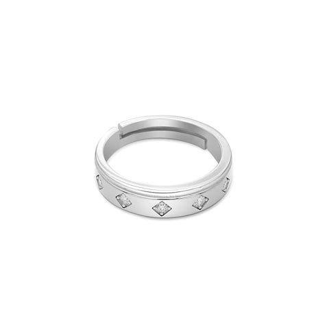 Buy 925 Sterling Silver Cz Stone Studded Broad Band Ring for Men | TWEOV