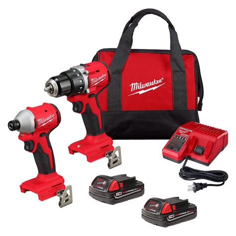 MILWAUKEE, 2 Tools, Drill/Driver/Impact Driver, Cordless Tool ...