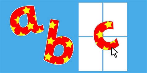 👉 Editable Red Yellow Stars Paper Display Alphabet Number Symbol