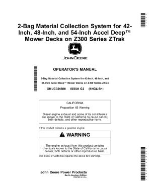 Fillable Online OPERATOR'S MANUAL. 2-Bag Material Collection System for ...