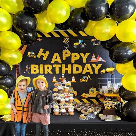Buy YGSMCE Construction Birthday Party Supplies with Balloons,Cake ...