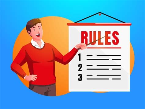 A man explains a list of rule guidelines | Premium Vector