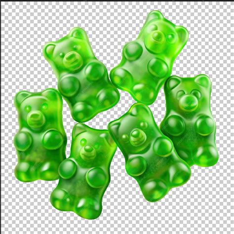 Green gummy bears isolated on transparent background | Premium AI ...