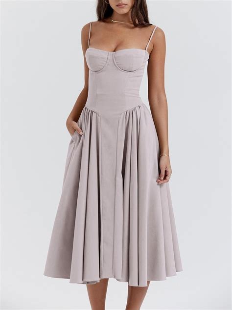 Shop Grey Bustier Cami Dress With Pockets - for Women | OUTZIDR | Gen-Z ...