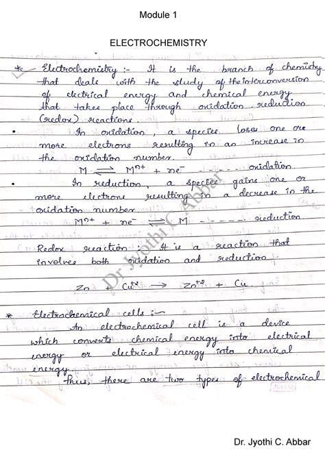 Electrochemstry Notes - Engineering Chemistry - Studocu