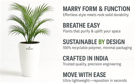 Rukonza 18 Inch Solid White Tower Planter – Lightweight, Weather ...