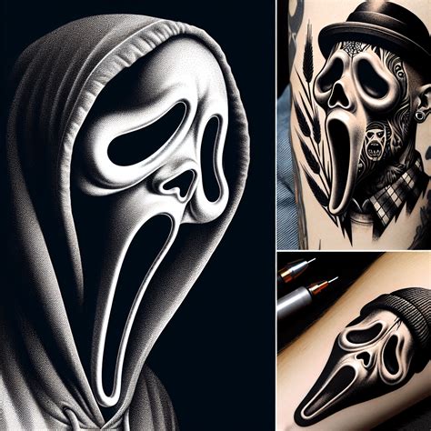 Realistic ghostface tattoo - Eagleviewtattoo.com