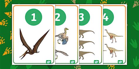 Dinosaur Number Flash Cards 1 - 20