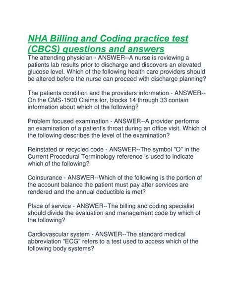 NHA Billing and Coding practice test (CBCS)/2022/229 Questions and ...