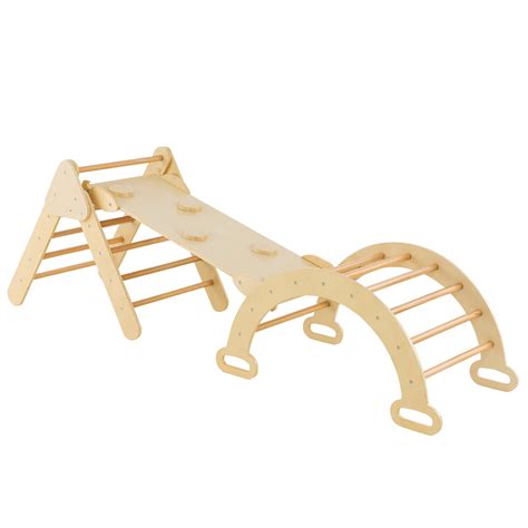 Buy COSTWAY Kids Climbing Frame, 3 in 1 Toddler Wooden Arch with ...