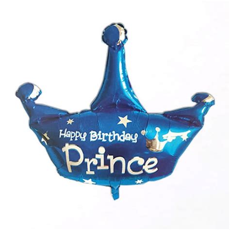 Happy Birthday Prince Crown Foil Balloon (Blue) – PartyDecor Mall